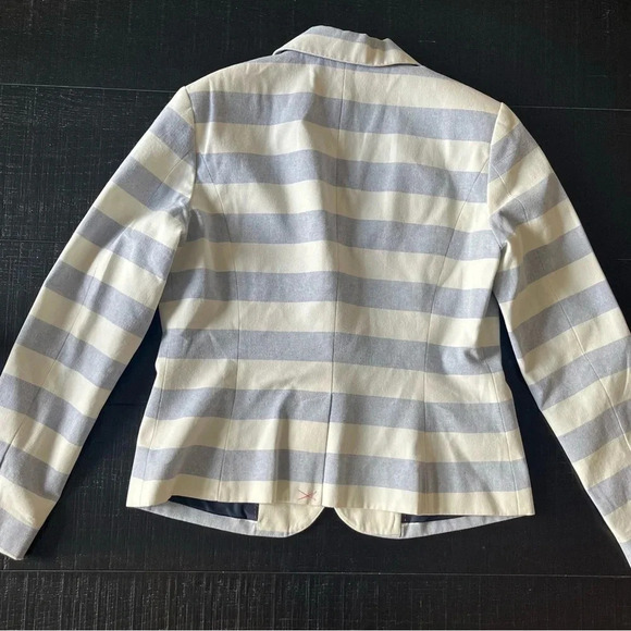 Merona Blazer Jacket Striped Blue White Coastal Size 12 - Picture 6 of 8